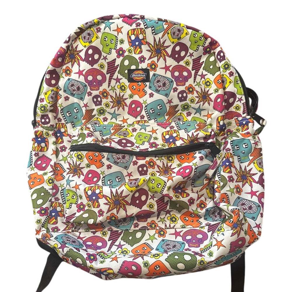 Dickies Skull Print Backpack 16in School Colorful Graphic Bookbag Travel Bag
